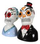 Mexican Couple Wedding Sugar Skulls Day Of The Dead Ceramic Salt Pepper Shakers