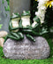 Whimsical Green Frog Family On Rock With Inspirational Message Resin Figurine