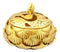 Auspicious Golden Buddha Ohm Carved Padma Lotus Round Jewelry Box Figurine