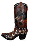 Rustic Western Running Horses Horseshoes And Cross Cowboy Boot Vase Sculpture