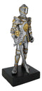 English Chivalrous Lion Coat Of Arms Knight With Sword Standing Guard Figurine