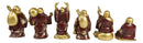 Hotei Fat Buddha Maitreya Laughing Budai Of Prosperity Miniature Figurine Set