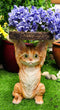 Feline Orange Tabby Cat Kitten Holding Faux Wood Slice Table Stand Figurine