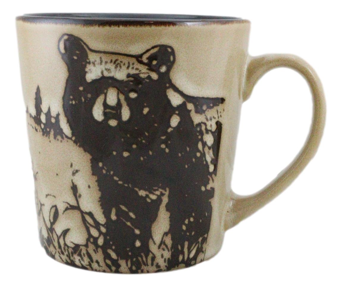 Pack Of 2 Rustic Western Cabin Lodge Forest Grizzly Bear Ceramic Mugs Coffee Cup