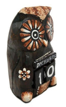 Balinese Wood Handicrafts Hypnosis Eyes Nocturnal Owl Desktop Calendar Figurine