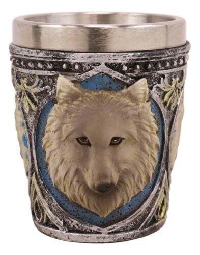 Ebros Celtic Wicca Alpha Grey Wolf Spirit 2-Ounce Shot Glass Set of 4 Novelty