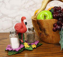 Ebros Tropical Paradise Pink Flamingo Holder W/ Salt & Pepper Shaker Set 7.25" L