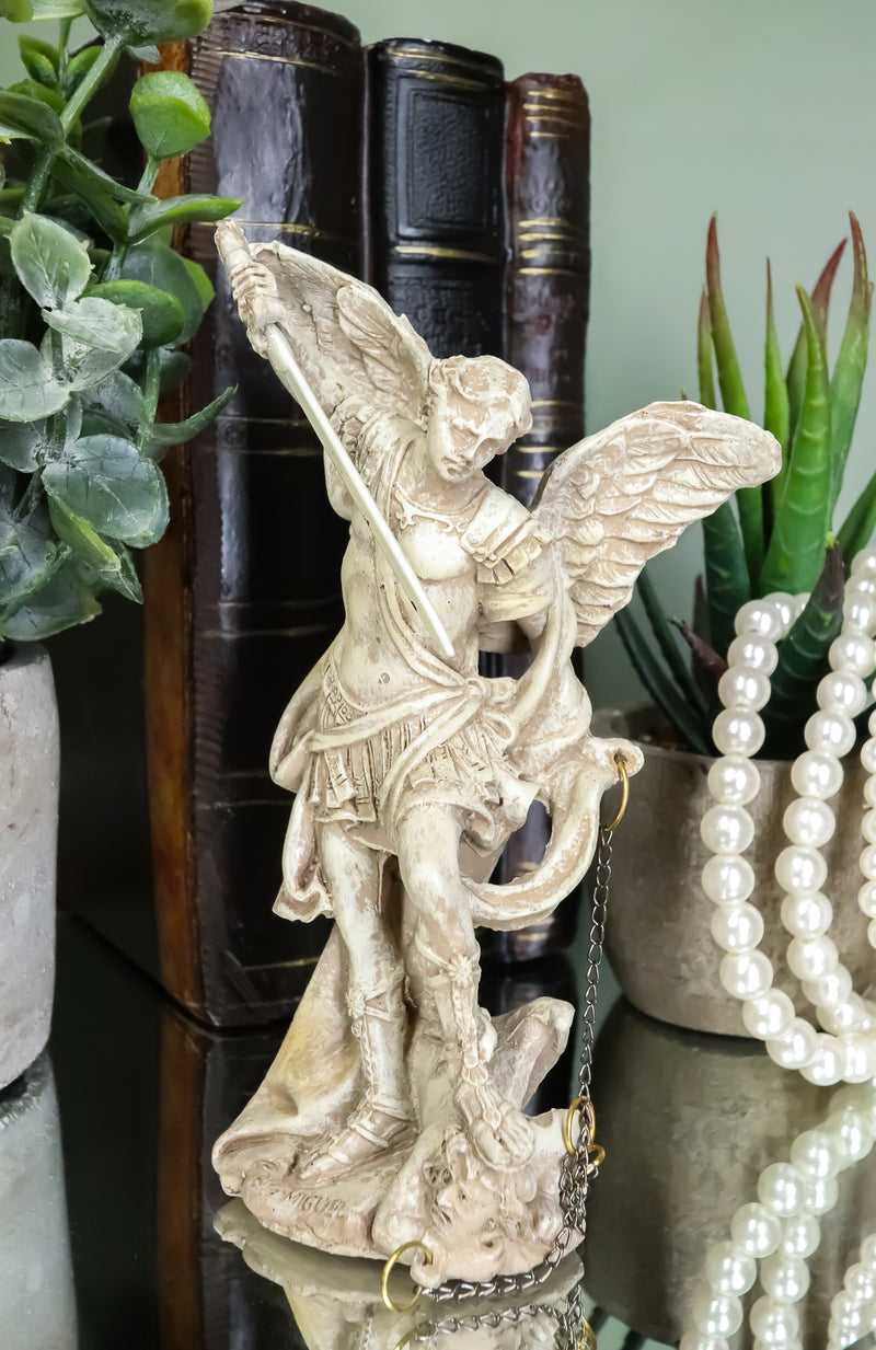 Holy Archangel Saint Michael With Chained Lucifer Statue Holy Eucharist Patron