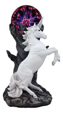 Ebros Majestic Power Rearing White Unicorn Electrostatic Plasma Ball Lamp Statue