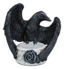 Gothic Edgar Poe Nevermore Raven Ward Black Rose Resin Tea Light Candle Holder