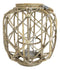 15"H Rustic Farmhouse Brown Woven Rattan Candle Lantern with Jute Rope Handle