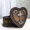 Rustic Western Trust In The Lord Scroll Cross Heart Shaped Jewelry Trinket Box