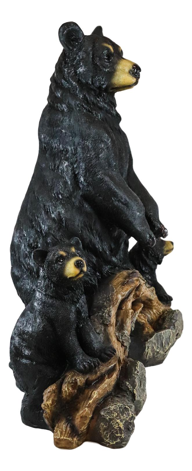 Ebros Large Rustic Forest Protective Mother Black Bear With 3 Bear Cubs Statue - Ebros Gift