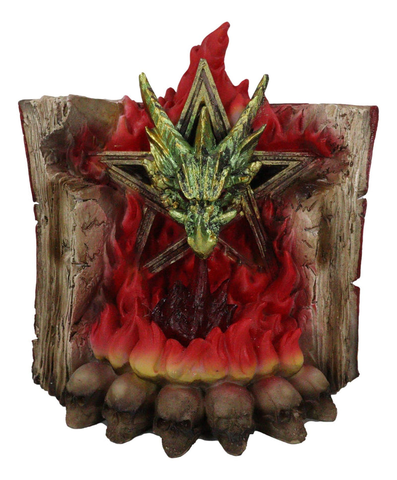 Pentagram Star Green Dragon of Bibliography On Spell Book With LED Fire Breath