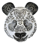 Ebros Black White Tattoo Tooled Floral Heart Panda Bear Head Day Of The Dead Figurine