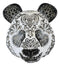 Ebros Black White Tattoo Tooled Floral Heart Panda Bear Head Day Of The Dead Figurine
