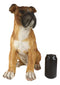 Large 16"H Adorable Realistic Sitting Fawn Boxer Muscle Dog Decorative Statue