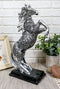 Ebros Silver Vine Engraved Bucking Stallion Horse On Hind Legs Figurine 12"H