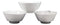Contemporary Large White Porcelain Trapezoid Round Bowls 44oz 8.5"Dia Set Of 3