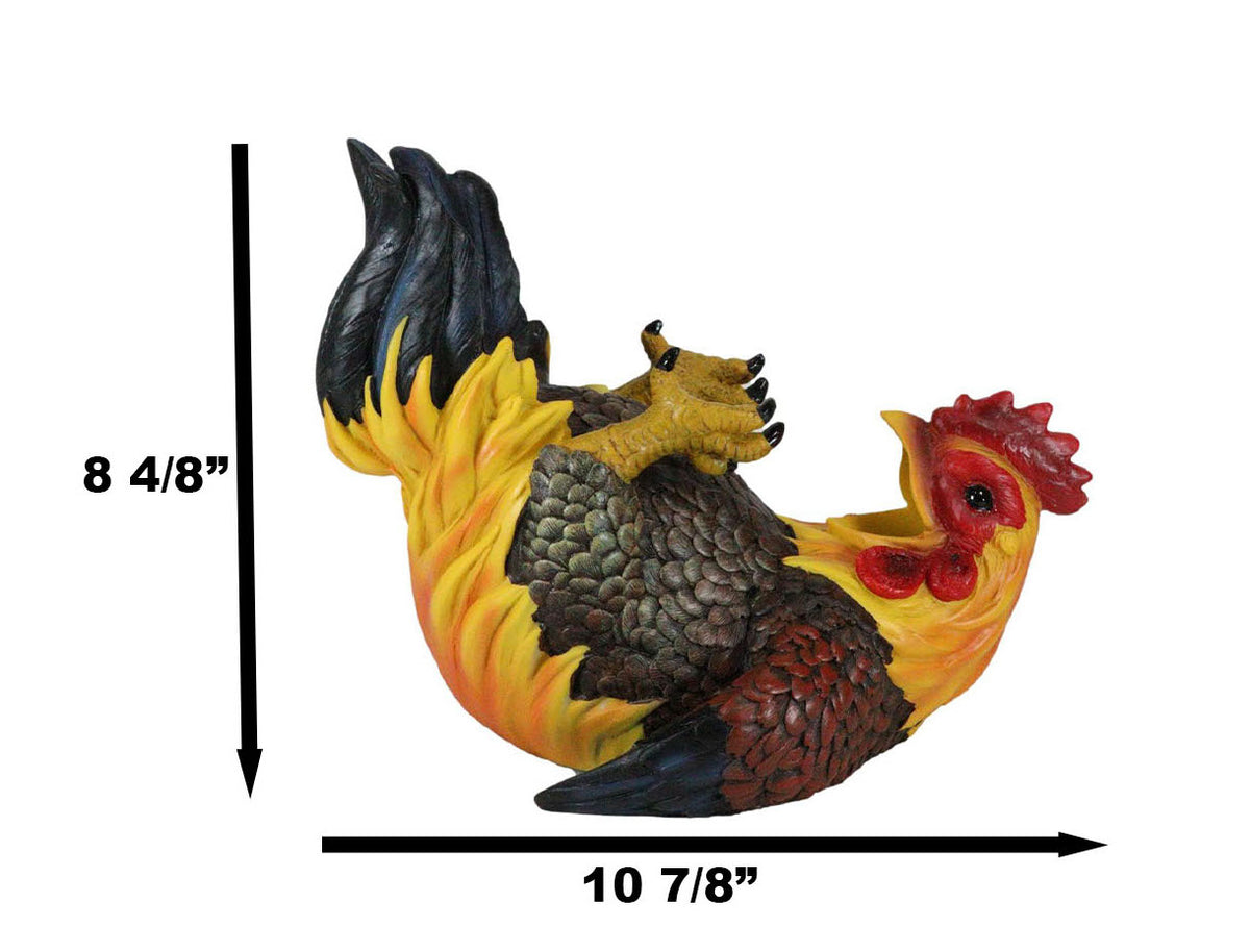 Ebros Gift Barnyard Farm Rooster Chicken Wine Bottle Holder Caddy Figurine 11" L - Ebros Gift