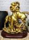 Rustic Country Bighorn Sheep Ram Family Climbing Rock Faux Gold Patina Figurine