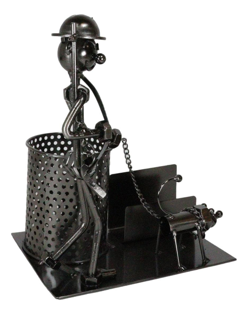 Outdoor Hunter With Dog Metal Desk Stationery And Business Card Holder Organizer