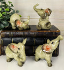 Ebros Gift Safari African Baby Calf Elephant Playing 3.25"H Decorative Figurine Set of 4