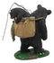 "Gone Fishing" Mother Black Bear With Cub In Fishing Backpack Statue Wildlife