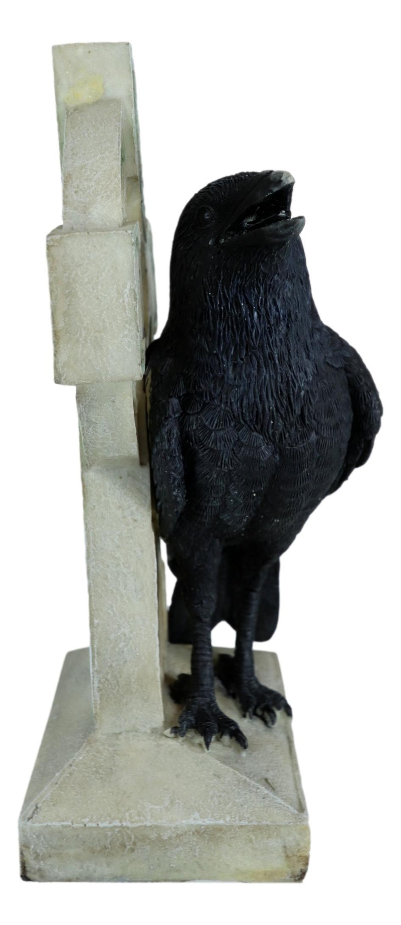 Harbinger Of Doom Macabre Raven Crow Perching On Celtic High Cross Figurine