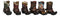 Western Tooled Leather Finish Mini Cowboy Boots With Spurs Figurine Set Of 6