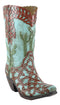 Rustic Southwestern Desert Cactus And Floral Scroll Cowboy Boot Figurine Or Vase