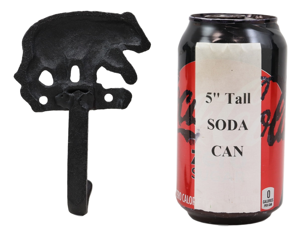 Ebros Set of 2 Rustic Western Black Bear Roaming The Forest Cast Iron Wall Coat Hooks