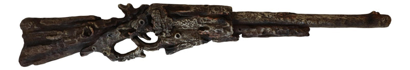 Large Rustic Wild West Western Faux Distressed Wood Rifle Gun Wall Decor Plaque