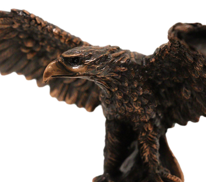 Patriotic American Bald Eagle Bronze Electroplated Resin Figurine With Base