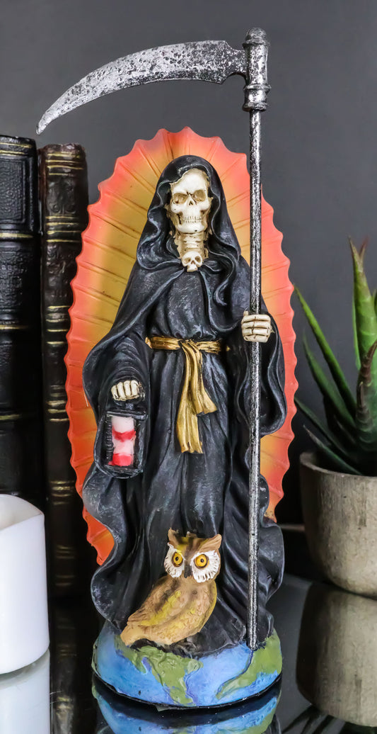 Ebros 7.25"H Holy Death Santa Muerte With Scythe In Tunic Robe Figurine (Black) - Ebros Gift