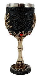 Ebros Gift Skeletal Tree of Life Skull Cross Bones Small 6"H Wine Drink Goblet Chalice Cup