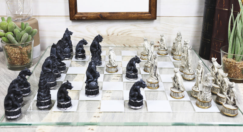 Steampunk Fantasy Chess Set Hand Painted Board Game 