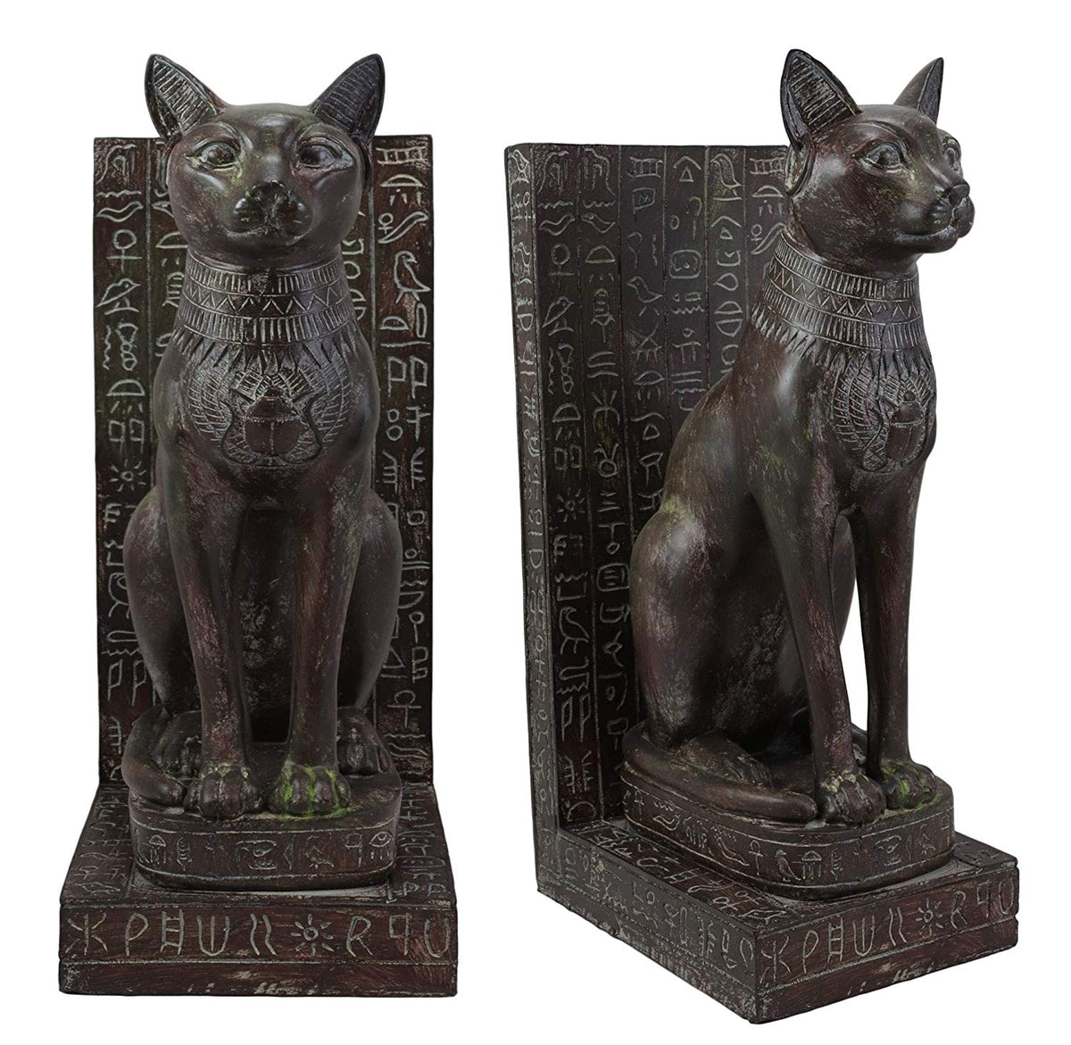 Ebros Egyptian Bastet Bookend Statue Or Epitaph Figurine 14" Tall (SET OF 2) - Ebros Gift