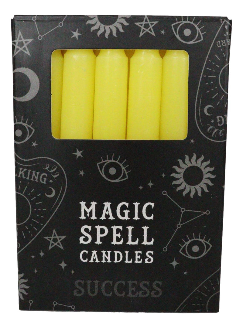 Yellow Success Victory Pack of 12 Wicca Occult Witch Ritual Spell Chime Candles