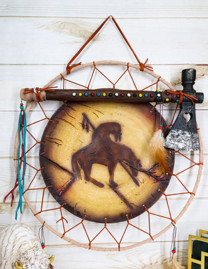 Tribal Native Indian End of Trail War Shield Battle Axe Dreamcatcher Wall Decor