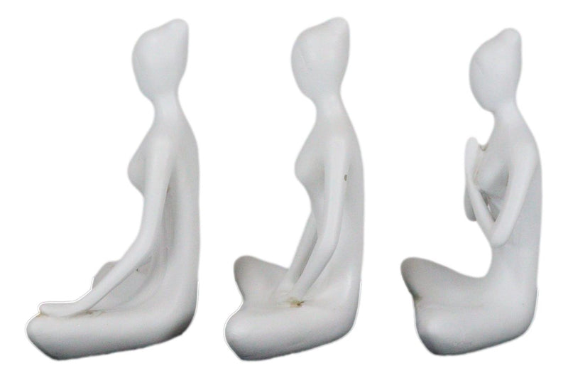 Set of 3 Zen Calming Meditation Women Yoga Mudra Poses Abstract Figurines