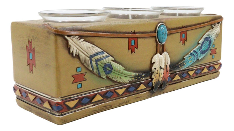 Southwest Indian Navajo Vectors And Feathers Tea Light Votive Candles Holder
