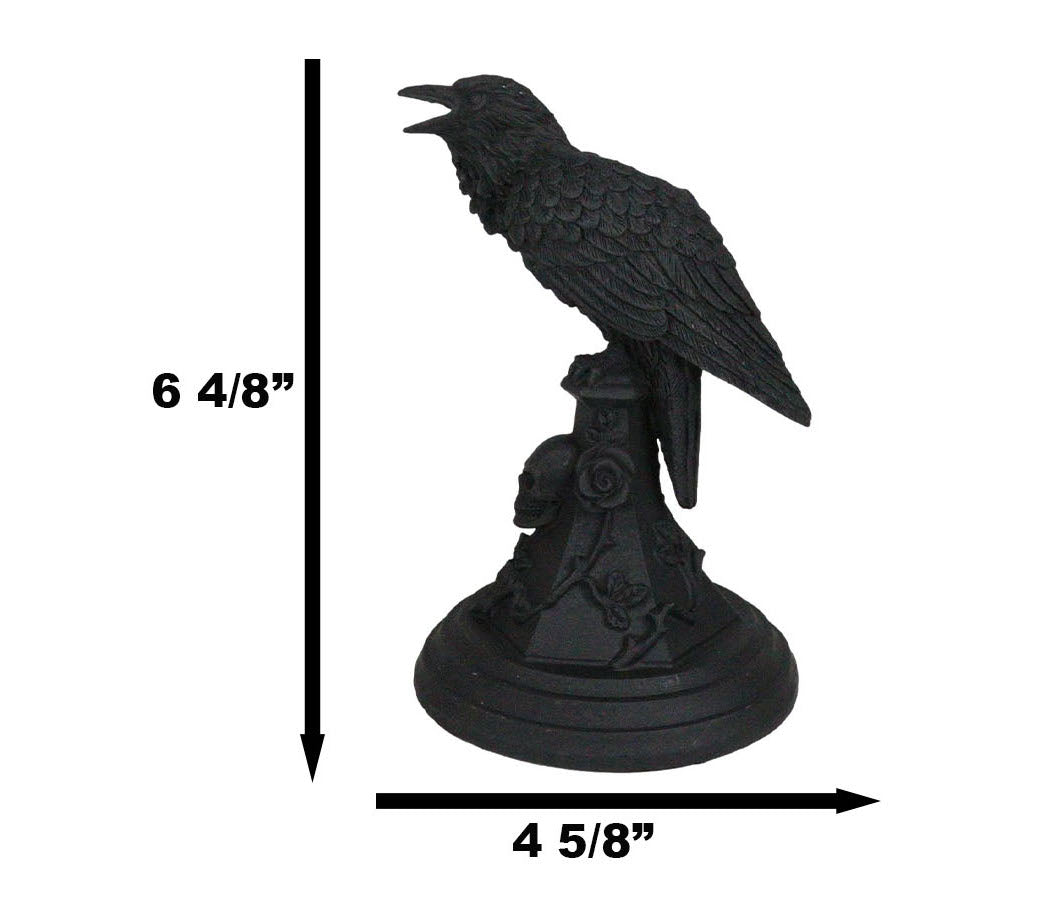 Gothic Poe Raven Crow Black Rose Skull Tombstone Tea Light Votive Candle Holder