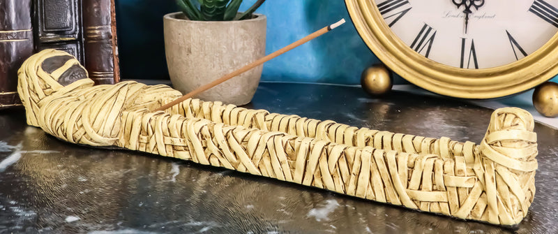 Egyptian King Tut Dead Sarcophagus Mummy In Bandage Stick Incense Holder Burner