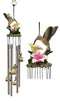 Ebros Beautiful Hummingbird with Nectarine Lily Flowers Wind Chime 21" Long Resin Crown with Aluminum Rods Wind Chime Home Patio Garden Decor of Hummingbirds Wildlife Nature Scenery Noisemakers