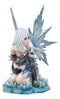 Elemental Ice Goddess Blue Fairy With Baby Dragon Hatchling Statue 12.25"Tall