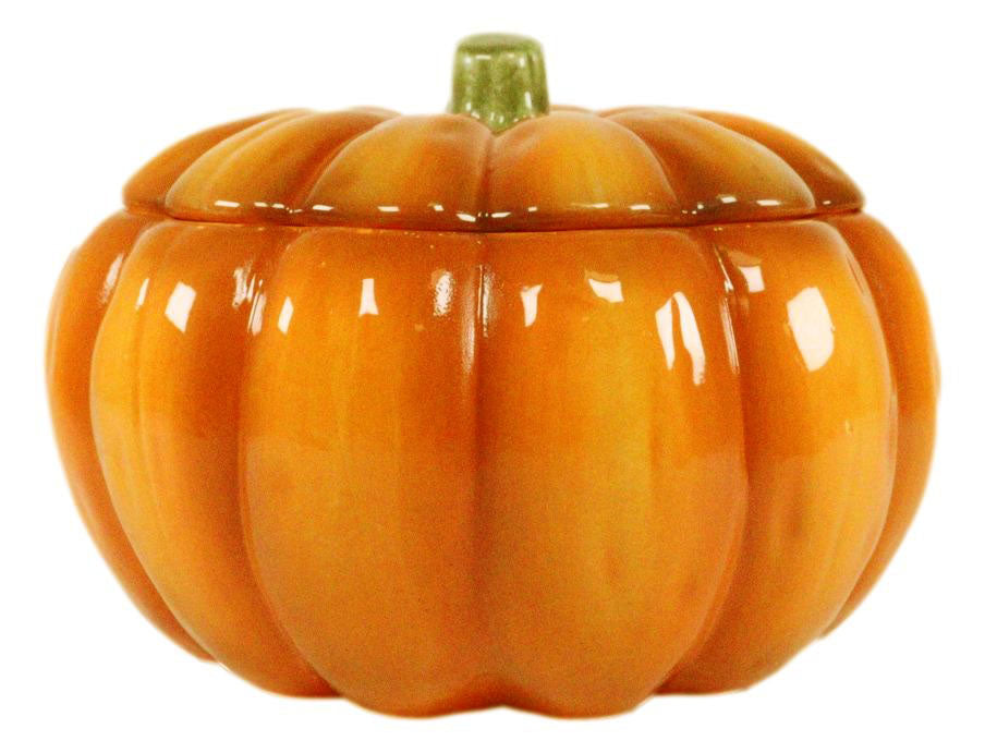 Ebros Pack Of 6 Kitchen Festive Bright Orange Ceramic Pumpkin Soup Dessert Bowl W/ Lid