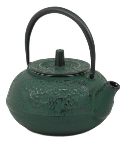 Japanese Tetsubin Green Cast Iron Teapot In Oriental Bamboo Design Tea Pot 20oz