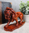 Ebros King of The Safari African Lion Statue 7" Long in Mahogany Faux Wood Finish