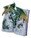Guardian Of Bibliography Gold Green Dragon Emerging Out Of Spell Book Figurine